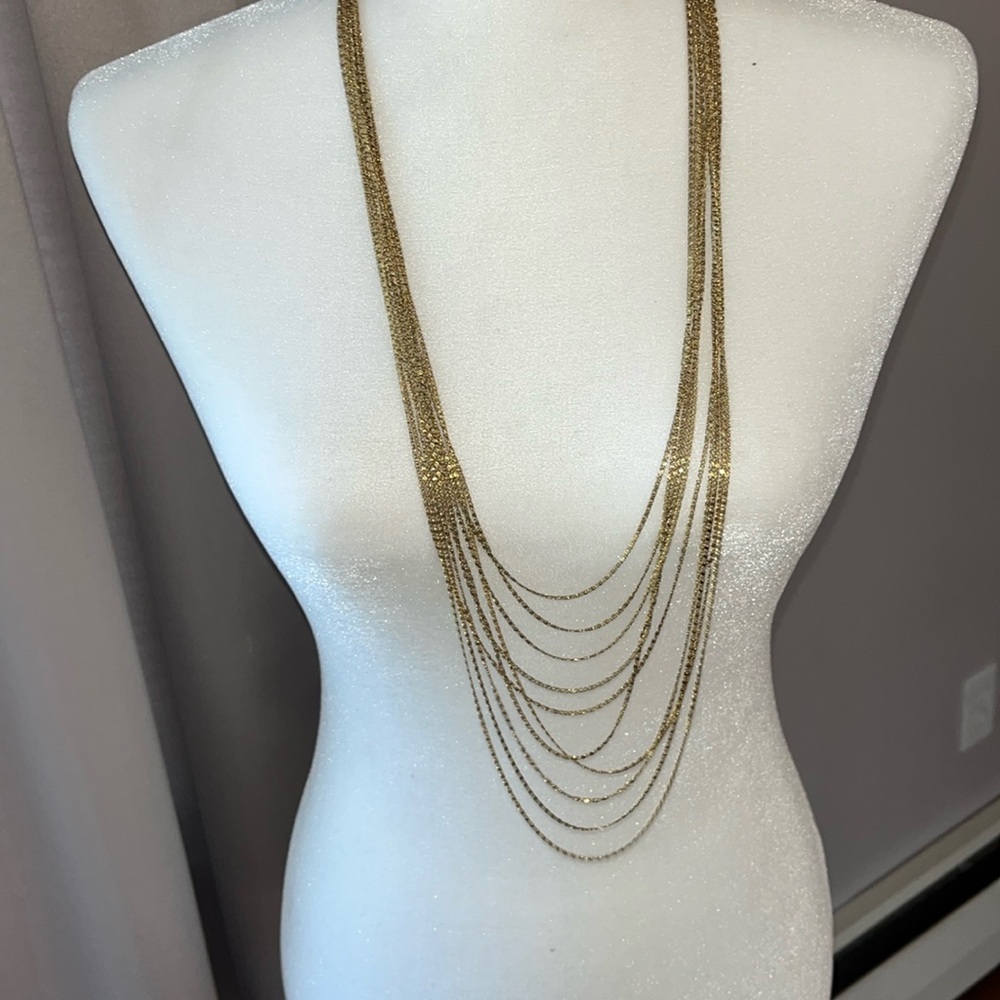 Vintage 1928 gold tone paperclip chain multi strand necklace with screw clasp